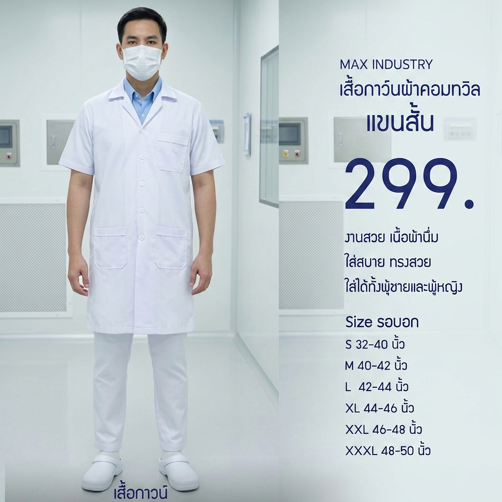 เสื้อกาวน์แขนสั้นคอม